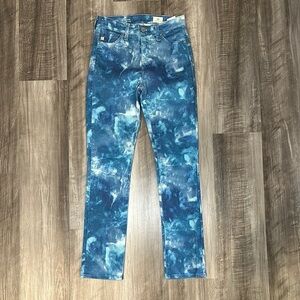 AG Adriano Goldschmied The Mari High Rise Straight Tie Dye Denim Jeans - 25R